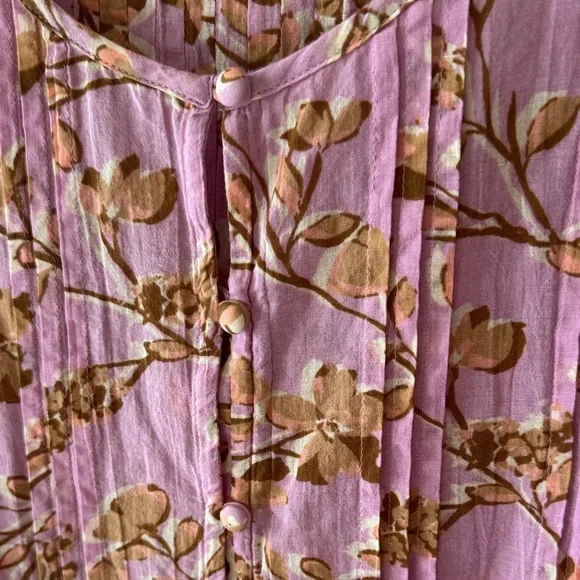 J. Jill Floral Button-Front Blouse with Brown/peach Print - Picture 3 of 9